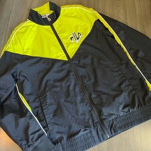 FILA windbreaker jacket. Size Medium. Black / Neon Yellow. Great condition.